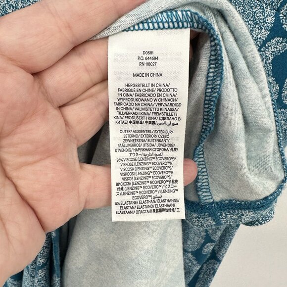 BODEN REBECCA dress midi jersey tea paisley stretch knit v neck blue teal 12R - Picture 10 of 10